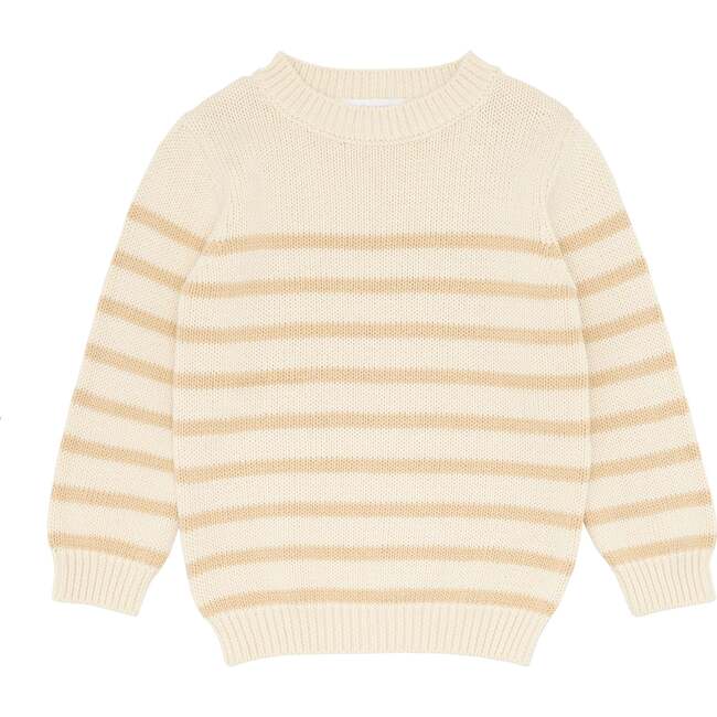 Knit Sweater, Cream And Tan Stripe