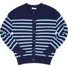 Women's Cardigan, Navy With Peri Stripe - Cardigans - 1 - thumbnail