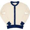 Women's Cardigan, Cream With Navy Trim - Cardigans - 1 - thumbnail