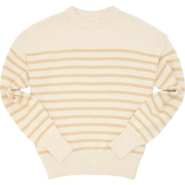 Women's Knit Sweater Cream And Tan Stripe