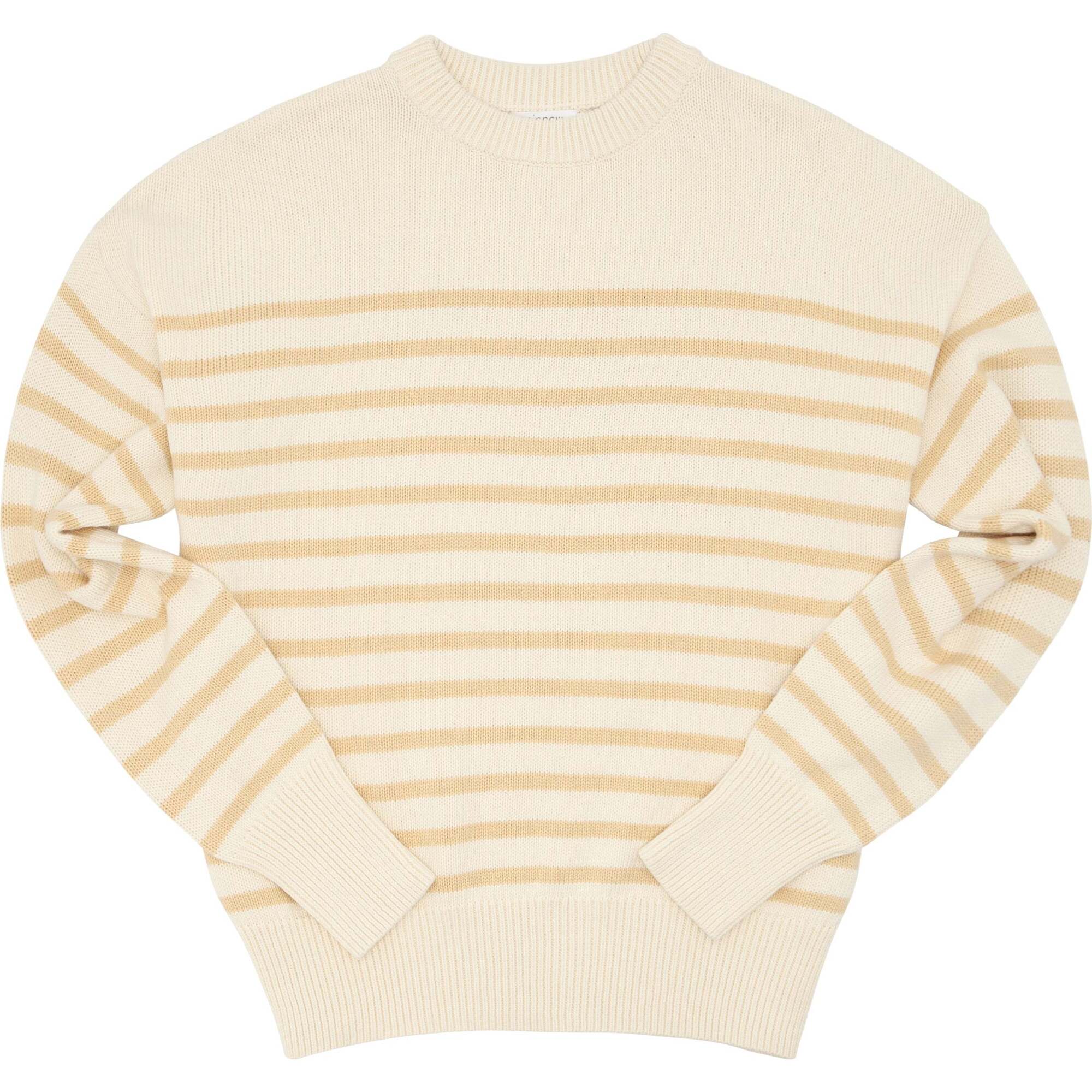 Women's Knit Sweater Cream And Tan Stripe - Sweaters - 1