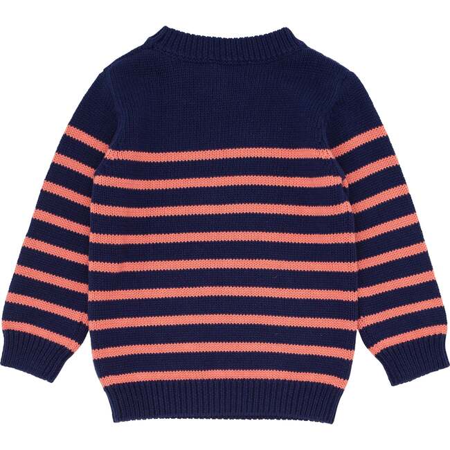 Knit Sweater, Navy And Dusty Red Stripe - Sweaters - 4