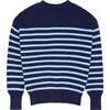 Women's Cardigan, Navy With Peri Stripe - Cardigans - 5