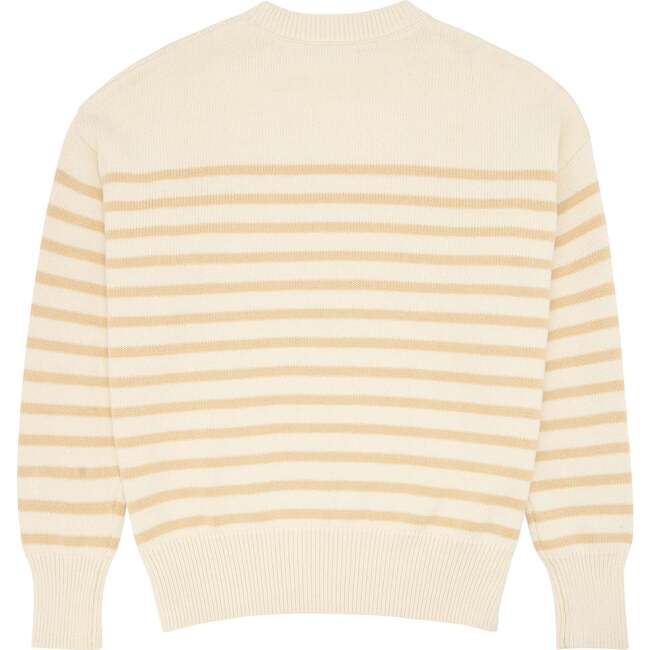 Women's Knit Sweater Cream And Tan Stripe - Sweaters - 6