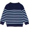 Knit Cardigan, Navy With Peri Stripe - Cardigans - 4