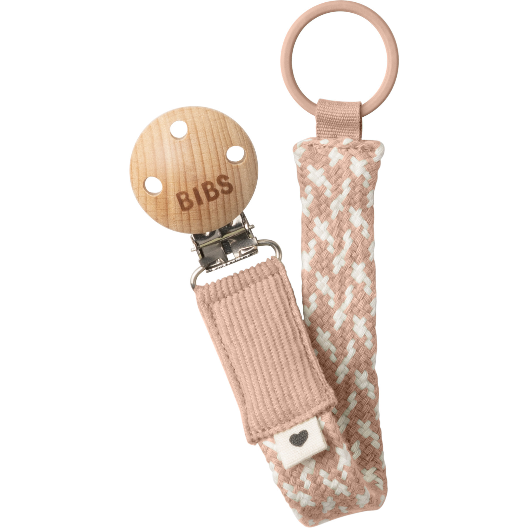 Braided Pacifier Clip, Blush & Ivory - Pacifiers - 1
