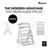 Alpha+ Grow Along Adjustable Beechwood Wooden High Chair Seat + 5-Point Harness & Bumper Bar, Creme - Highchairs - 2