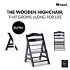 Alpha+ Grow Along Adjustable Beechwood Wooden High Chair Seat + 5-Point Harness & Bumper Bar, Black - Highchairs - 2