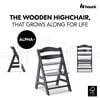 Alpha+ Grow Along Adjustable Beechwood Wooden High Chair Seat + 5-Point Harness & Bumper Bar, Dark Grey - Highchairs - 2