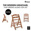 Alpha+ Grow Along Adjustable Beechwood Wooden High Chair Seat + 5-Point Harness & Bumper Bar, Natural Walnut Finish - Highchairs - 3