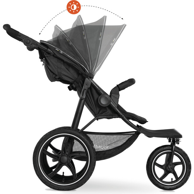 Runner 2-Compact Foldable Tricycle Jogger Buggy Stroller Pushchair With Height-Adjustable Handle, Black - Single Strollers - 3