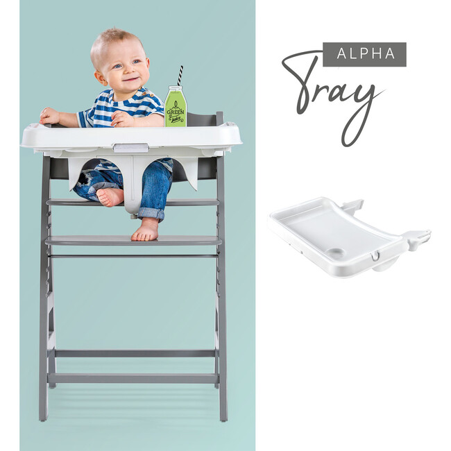 Alpha Removable Non-Slip High Chair Table Tray With Adjustable Depth, White - Highchairs - 5