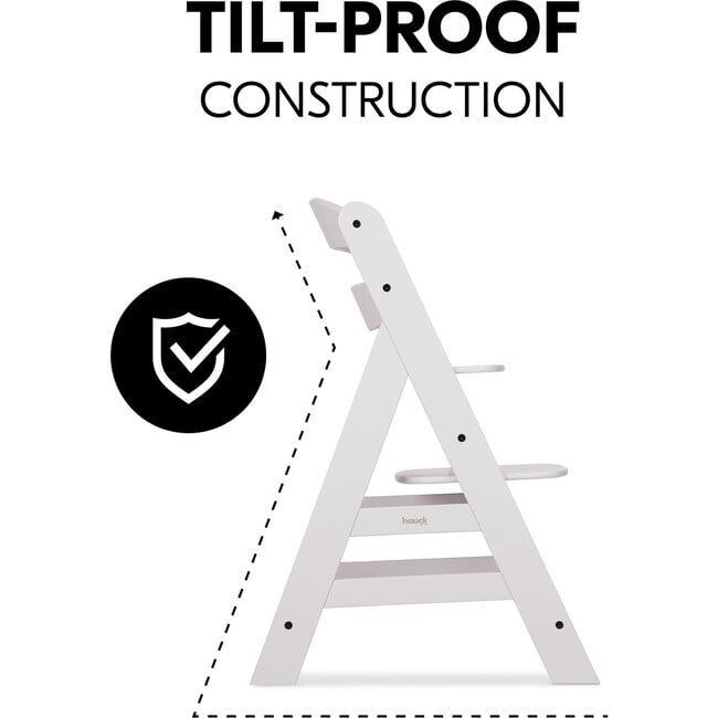 Alpha+ Grow Along Adjustable Beechwood Wooden High Chair Seat + 5-Point Harness & Bumper Bar, Creme - Highchairs - 5