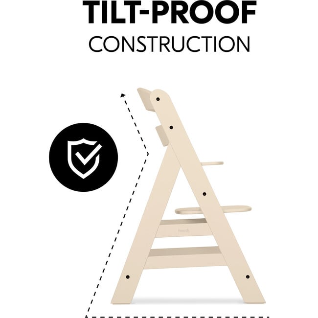 Alpha+ Grow Along Adjustable Beechwood Wooden High Chair Seat + 5-Point Harness & Bumper Bar, Vanilla - Highchairs - 7