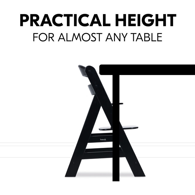 Alpha+ Grow Along Adjustable Beechwood Wooden High Chair Seat + 5-Point Harness & Bumper Bar, Black - Highchairs - 7