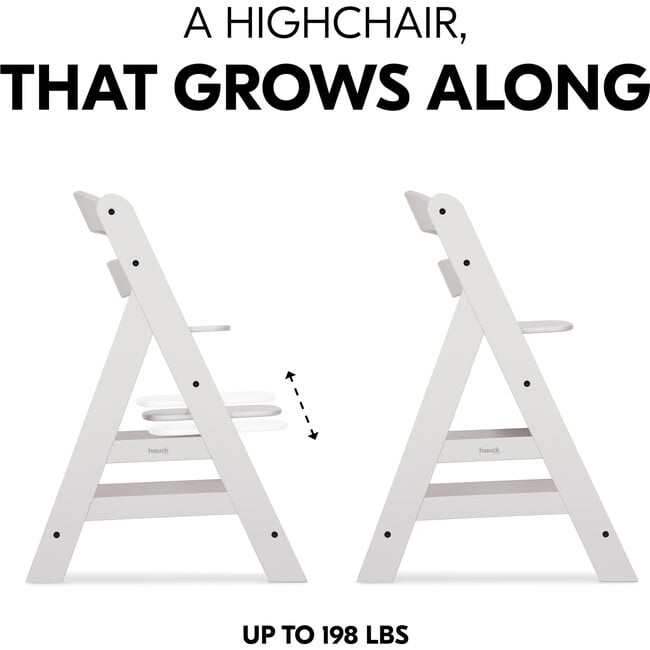 Alpha+ Grow Along Adjustable Beechwood Wooden High Chair Seat + 5-Point Harness & Bumper Bar, Creme - Highchairs - 8