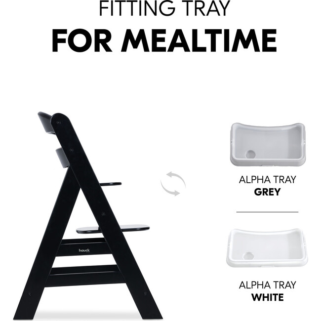 Alpha+ Grow Along Adjustable Beechwood Wooden High Chair Seat + 5-Point Harness & Bumper Bar, Black - Highchairs - 9