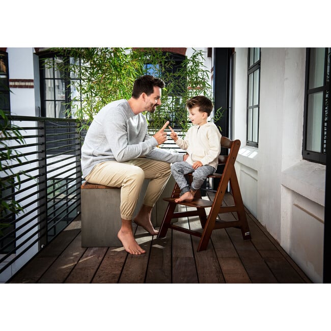 Alpha+ Grow Along Adjustable Beechwood Wooden High Chair Seat + 5-Point Harness & Bumper Bar, Natural Walnut Finish - Highchairs - 10