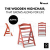 Alpha+ Grow Along Adjustable Beechwood Wooden High Chair Seat + 5-Point Harness & Bumper Bar, Cork - Highchairs - 2