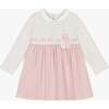 Victorian Bow Knit Dress, Pink - Dresses - 1 - thumbnail