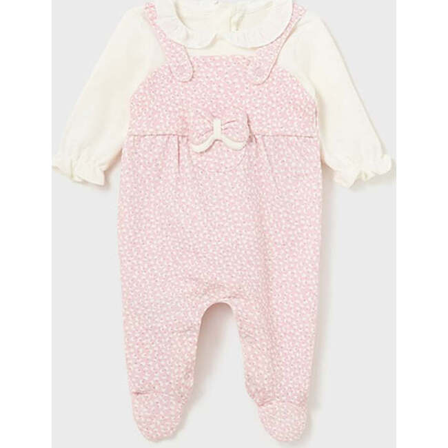 Ruffle Bow Overall Babysuit, Pink