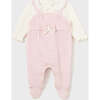 Ruffle Bow Overall Babysuit, Pink - Bodysuits - 1 - thumbnail