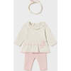 Ruffle Bow Knit Outfit, Beige - Mixed Apparel Set - 1 - thumbnail