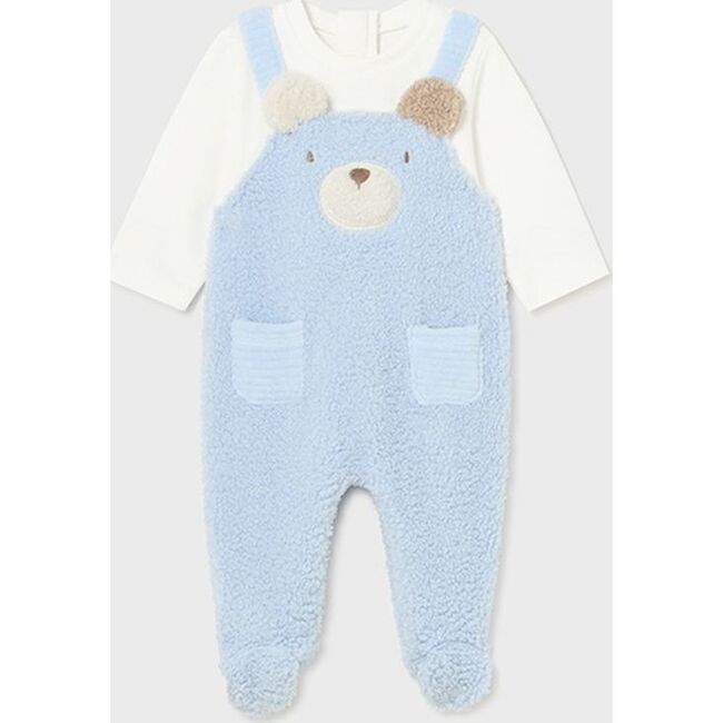 Teddy Applique Overall Babysuit, Blue