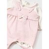 Ruffle Bow Overall Babysuit, Pink - Bodysuits - 2