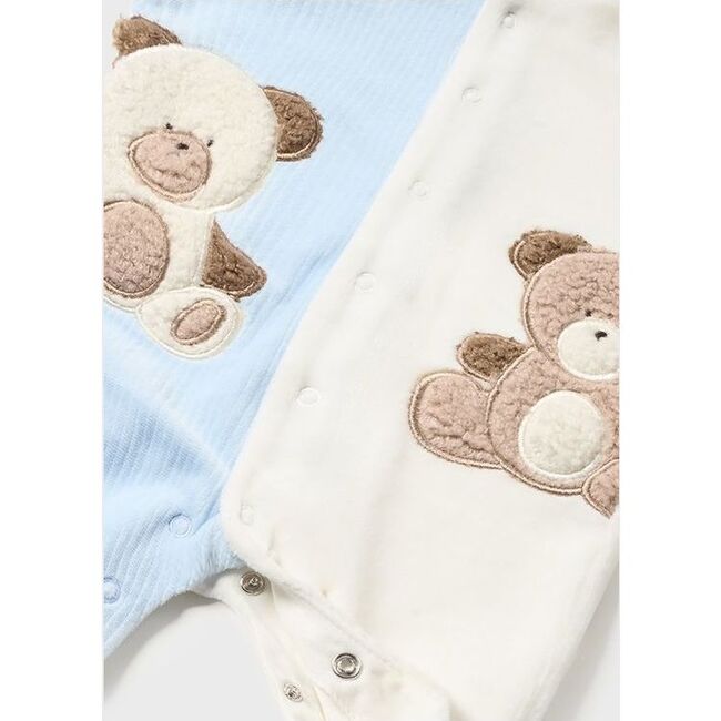 Teddy Graphic Colorblock Babysuit, Blue - Bodysuits - 2