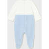 Teddy Applique Overall Babysuit, Blue - Bodysuits - 2