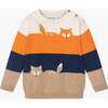 Striped Fox Graphic Sweater, Multi - Sweaters - 1 - thumbnail