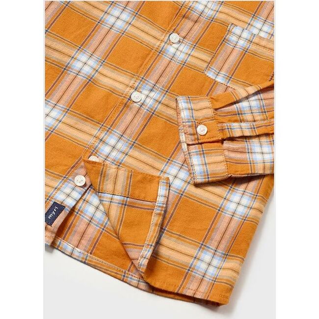 Plaid Pocket Dress Shirt, Orange - Shirts - 2