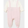 Ruffle Bow Overall Babysuit, Pink - Bodysuits - 3