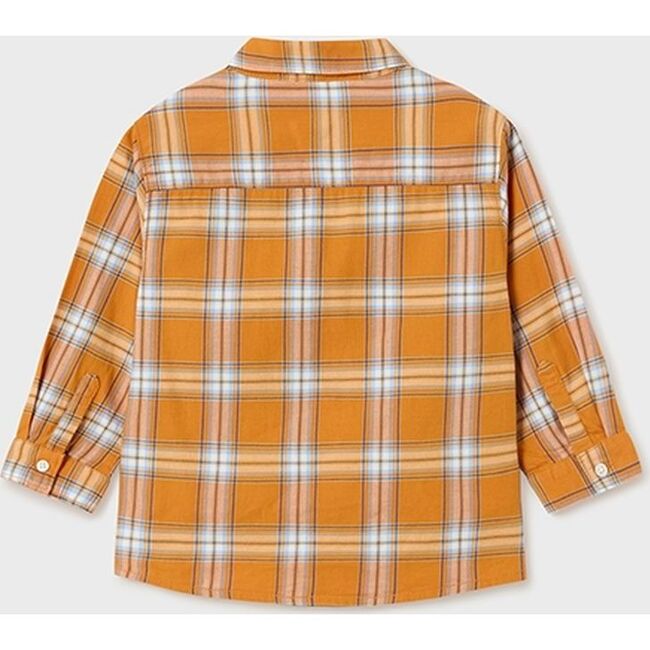 Plaid Pocket Dress Shirt, Orange - Shirts - 3