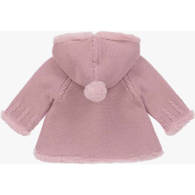 Pom Hooded Knit Jacket, Mauve - Jackets - 3