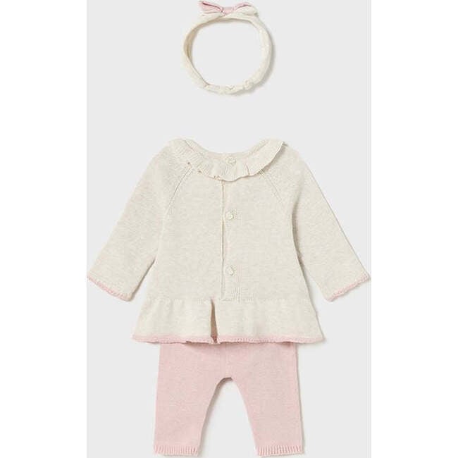 Ruffle Bow Knit Outfit, Beige - Mixed Apparel Set - 5