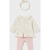 Ruffle Bow Knit Outfit, Beige - Mixed Apparel Set - 5