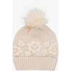 Floral Knit Hat & Scarf, Beige - Hats - 2