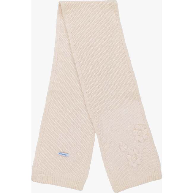 Floral Knit Hat & Scarf, Beige - Hats - 3