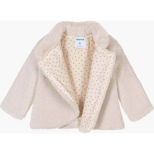 Bow Faux Fur Coat, Off White