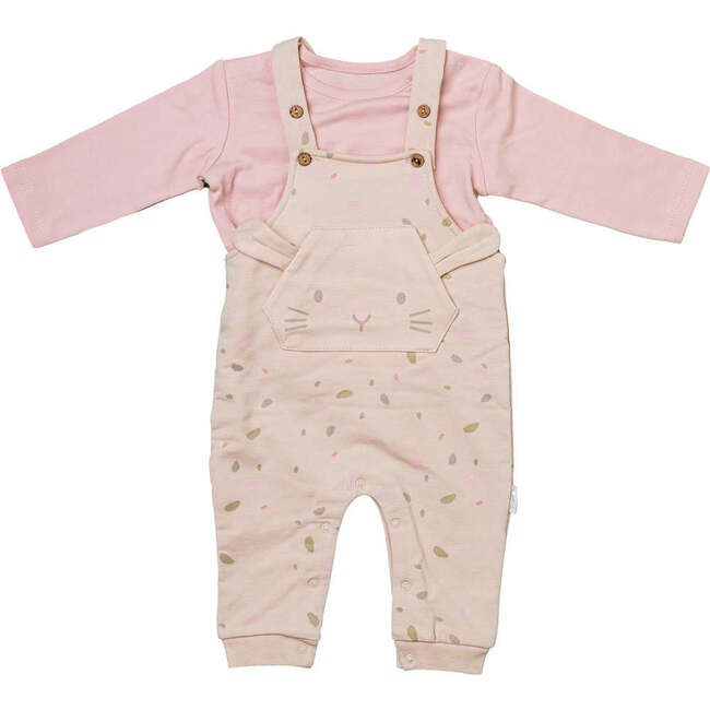 Leaf Print Overalls Outfit, Pink