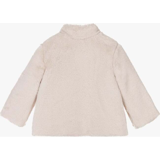 Bow Faux Fur Coat, Off White - Jackets - 3