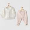 Teddy Graphic Collared Outfit, White - Mixed Apparel Set - 2