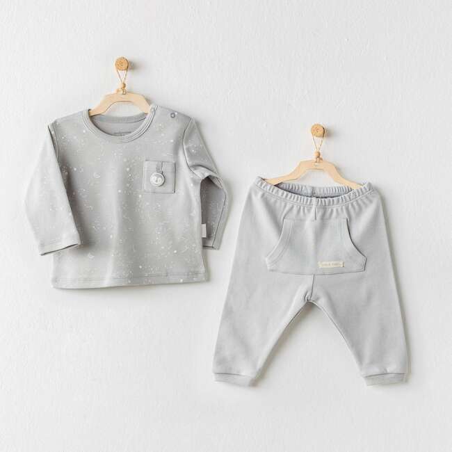 Penguin Print Pocket Outfit, Grey - Mixed Apparel Set - 2