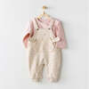 Leaf Print Overalls Outfit, Pink - Mixed Apparel Set - 3
