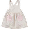 Leaf Pinafore Dress Outfit, Beige - Mixed Apparel Set - 3