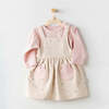 Leaf Pinafore Dress Outfit, Beige - Mixed Apparel Set - 4