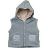 Hooded Button Vest, Green - Vests - 1 - thumbnail