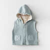 Hooded Button Vest, Green - Vests - 2